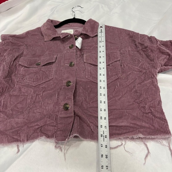 American Eagle Corduroy Crop Jacket Womens Small Mauve Button Front - Picture 4 of 8